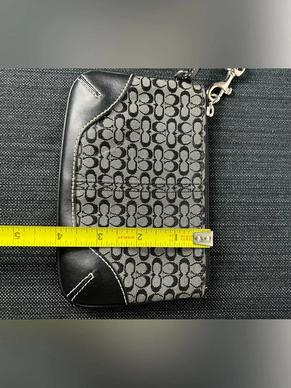 Coach Black and Gray Signature Canvas Wristlet- No Hang Tag